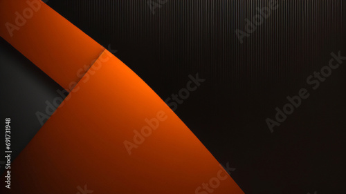 空白スペースにオレンジ色の光の線が入った抽象的な濃い灰色の水平方向の広いバナー。未来的な暗い豪華な現代技術の背景。ベクトルの図。
