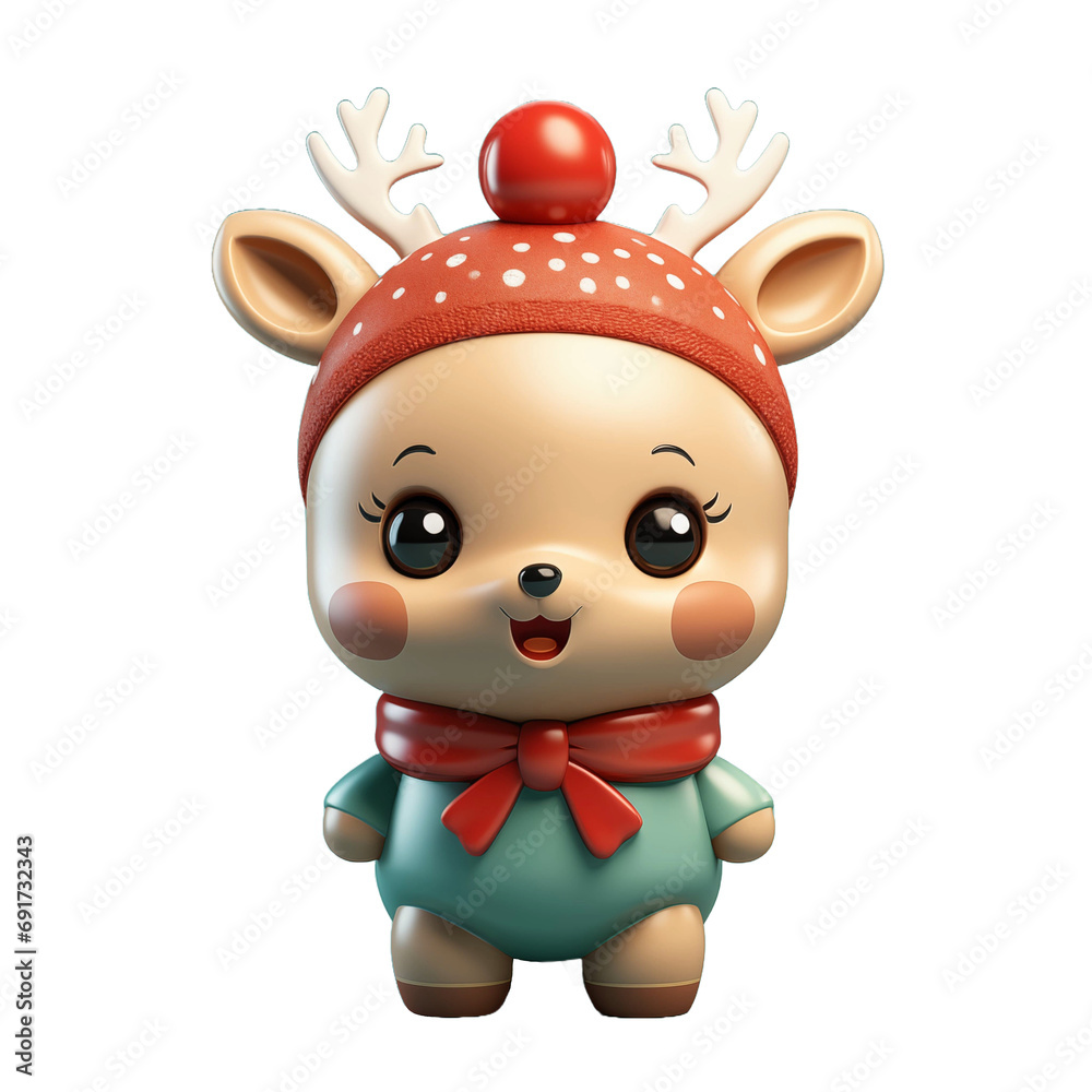 Toy deer man figurine. Christmas decoration. 3d illustration Toy deer man figurine. Christmas decoration. 3d illustration