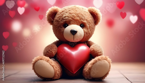 Valentine's day teddy bear with heart vector design  created with generative ai © Chaudhry