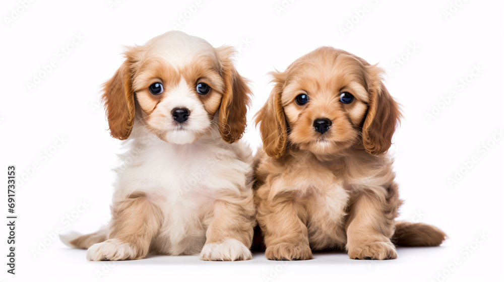 Adorable puppies, isolated on white