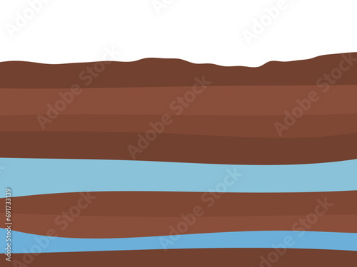 Geological subsurface. Layered soil and groundwater.