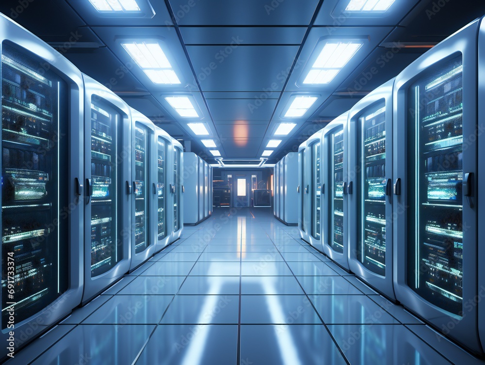 server room data center with hard drives in blue light server room data center with hard drives in blue light