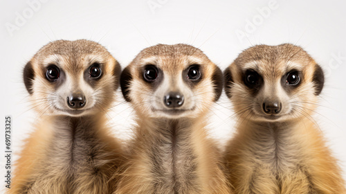 Curious meerkats, isolated on white