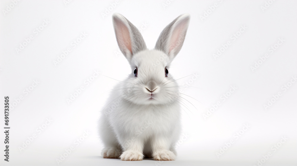 White rabbit isolated on white. Generative ai White rabbit isolated on white. Generative ai
