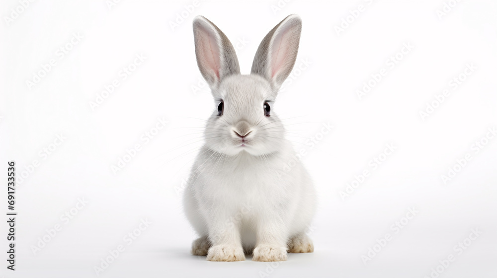 White rabbit isolated on white. Generative ai White rabbit isolated on white. Generative ai
