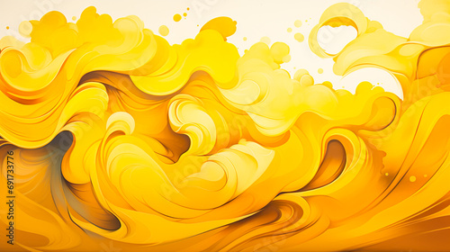 黄色の抽象的なうねりの模様のペイント背景