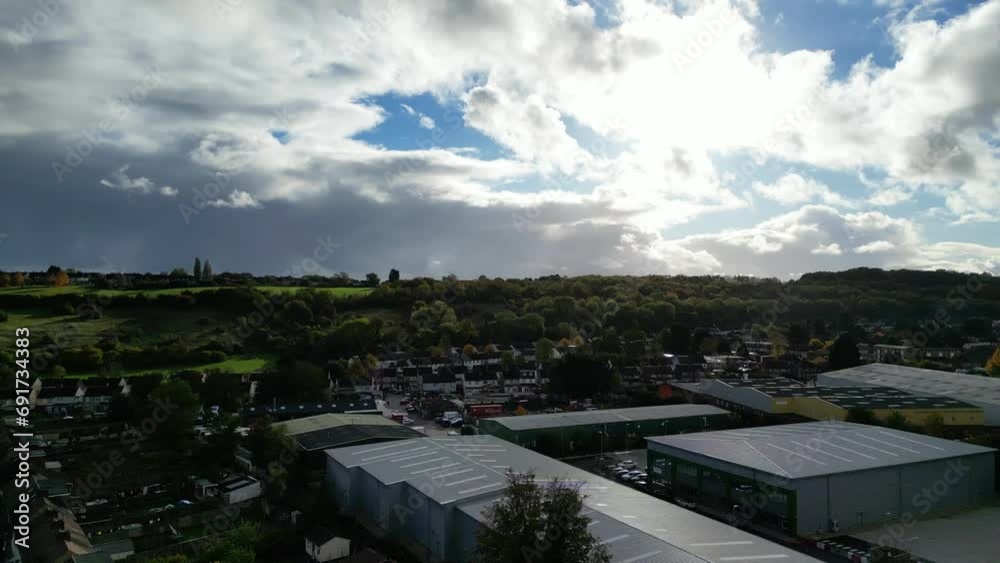 High angle View of Luton and Dunstable Towns Border Area High angle View of Luton and Dunstable Towns Border Area