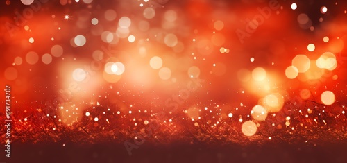 christmas lights and snowflakes on red background