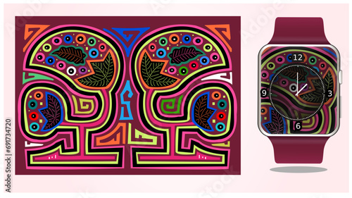 mola from Panama and Colombia, Indian people, Central America. patterns