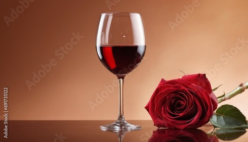 Composition with a glass. Valentine's Day card for February 14th. Background with selective focus and copy space