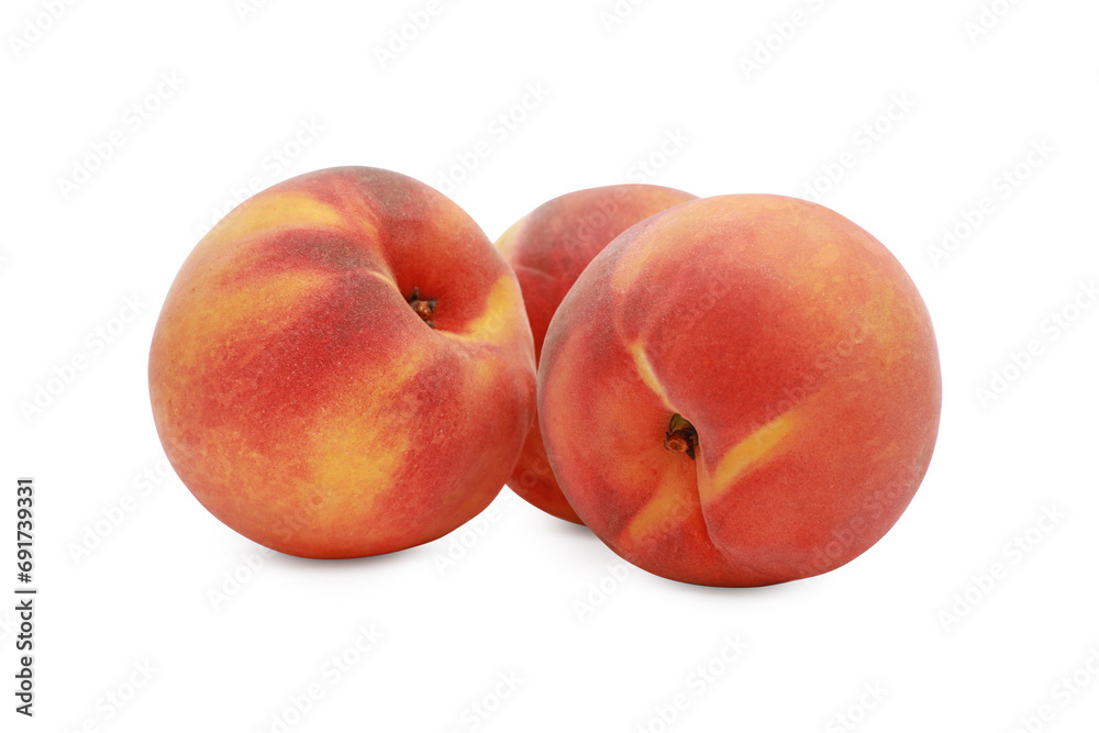 Delicious fresh ripe peaches isolated on white Delicious fresh ripe peaches isolated on white