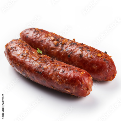 Grilled Merguez Sausages Isolated on White Background