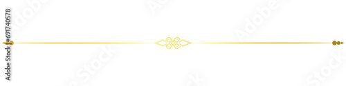 Thin vintage horizontal lines for Baroque decoration. Golden lines.