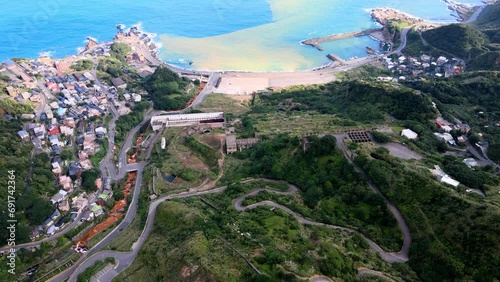 Mountain view of Jinguashi and Jiufen area a popular tourist destination in Taipei Taiwan photo