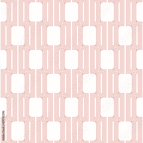 Seamless geometric background for your designs. Modern pink and white ornament. Geometric abstract pattern