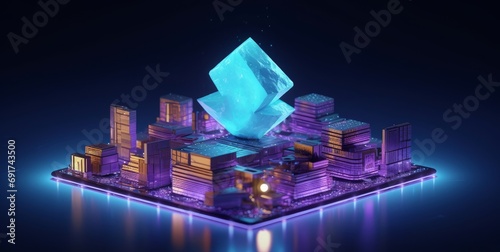 NFT Non-Fungible Token Cryptocurrency unique items art games characters collectibles exchanging technology network virtual blockchain marketplace concept. 3d, Generative AI  photo