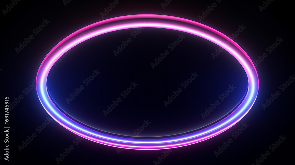 Obraz premium abstract glowing pink blue neon lines rounded geometric 3d render