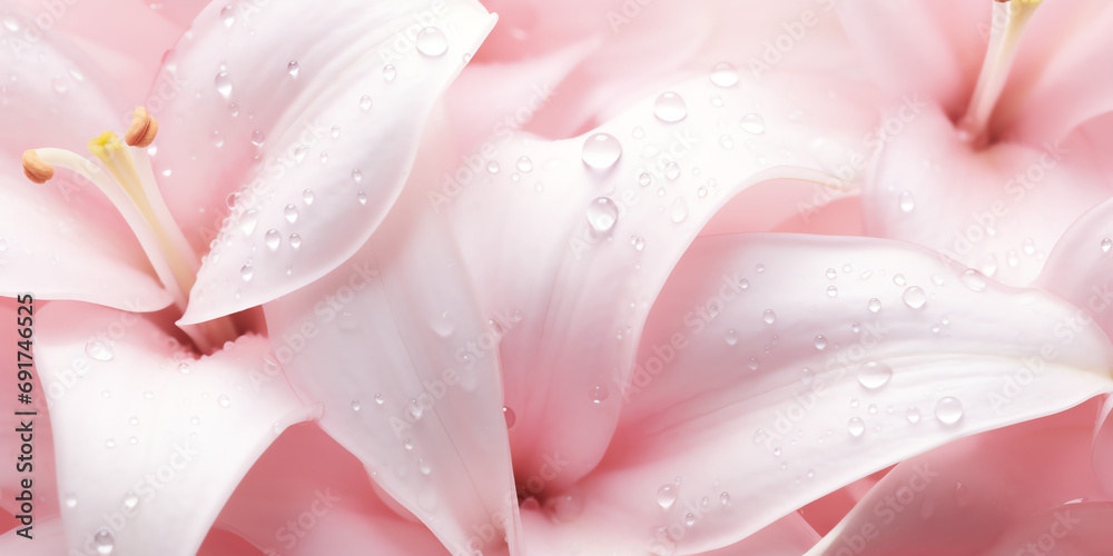 lily petals in pink with delicate dewdrops lily petals in pink with delicate dewdrops
