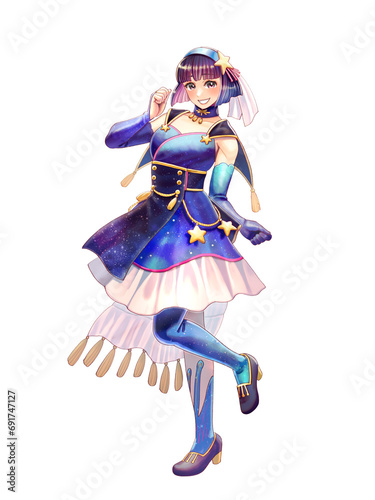 照れるアイドル風女の子のイラスト