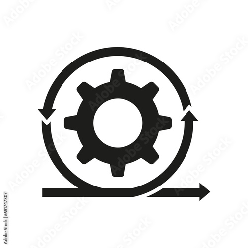 Agile glyph icon. Gear, arrows icon. Vector illustration. EPS 10.