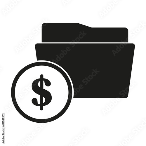 Folder and dollar icon. File management symbol. Vector illustration. EPS 10.