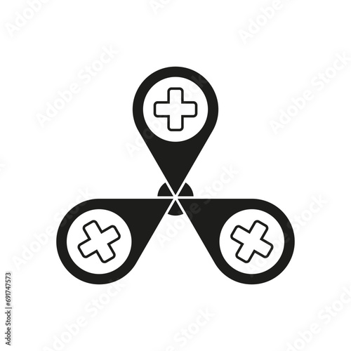 Hospital map markers icon. Vector illustration. EPS 10.