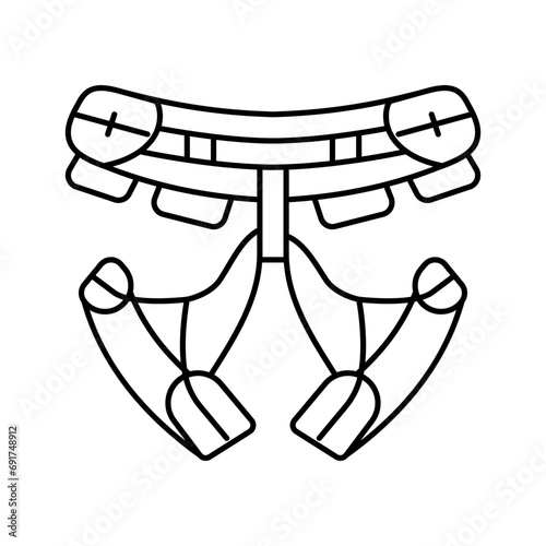 climbing harnesses mountaineering adventure line icon vector. climbing harnesses mountaineering adventure sign. isolated contour symbol black illustration
