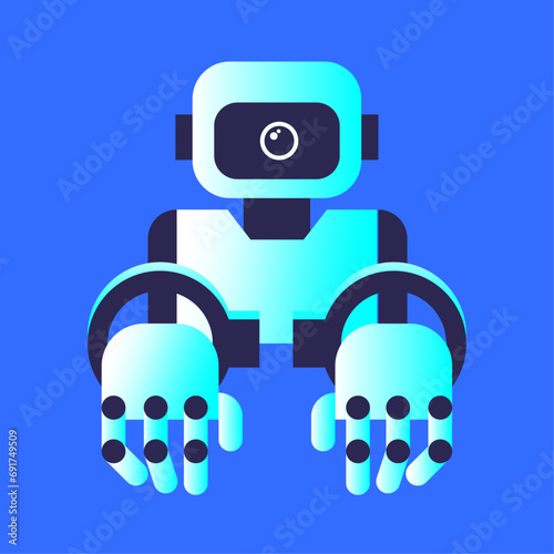 Ai Robot in handcuffs. Crimes of artificial intelligence. Ethical use of AI. Flat vector illustration.