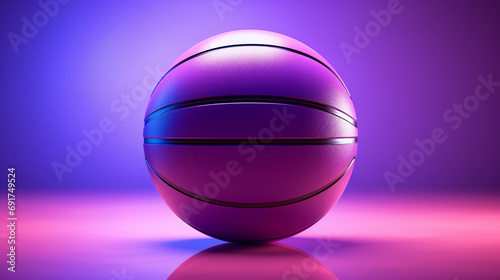 Abstract purple basketball with reflective surface on a gradient background.