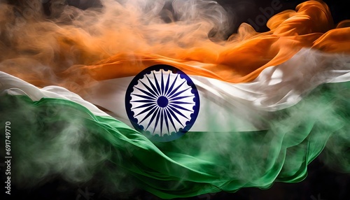 Indian tricolor smoke flag. photo
