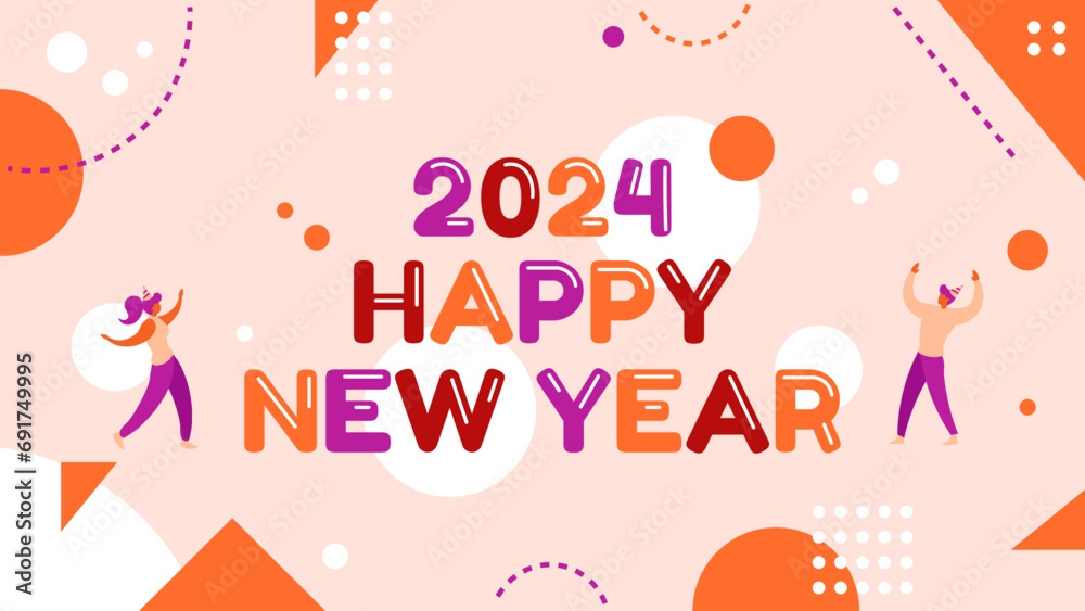 Vector Happy New Year 2024 Banner