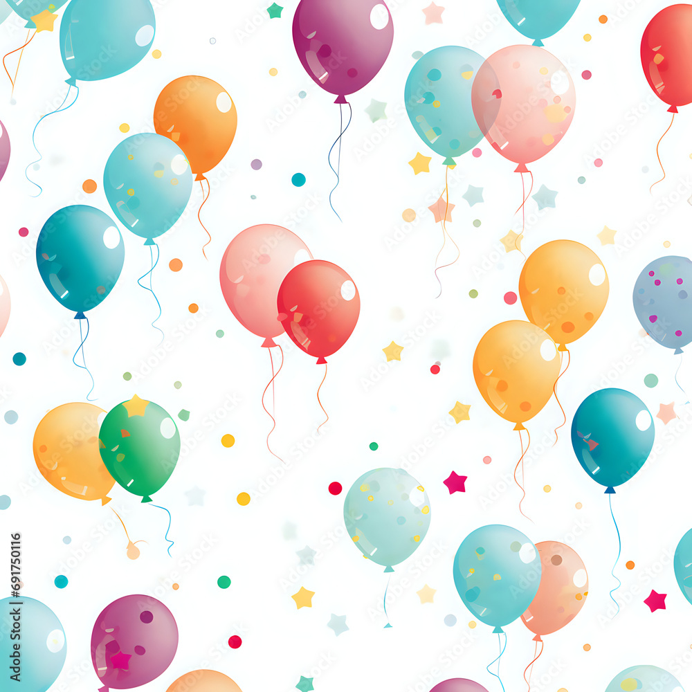colourful birthday balloons patterned background on white Ai generative colourful birthday balloons patterned background on white Ai generative