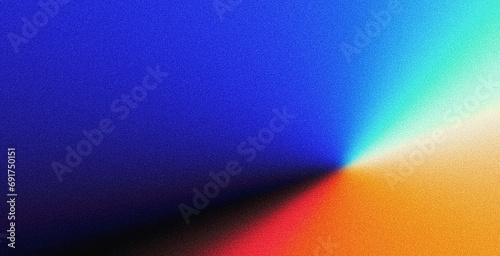 Vibrant grainy gradient blue orange black psychedelic noise texture colors banner music cover retro party poster design copy space