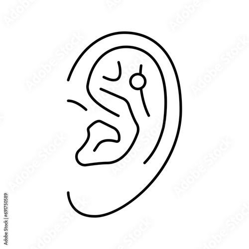 flat piercing earring line icon vector. flat piercing earring sign. isolated contour symbol black illustration
