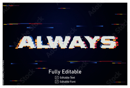 Futuristic Glitch text effect for video game text for editable cyberpunk  glitch text effect
