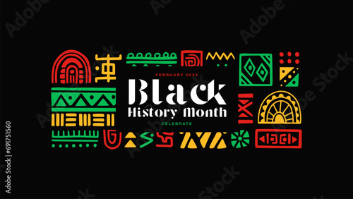 Black history month background design with african culture art pattern illustration