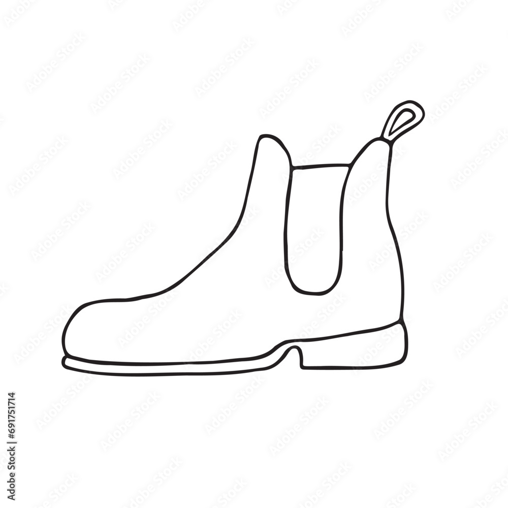 Vector hand drawn doodle sketch horse riding boot isolated on white background Vector hand drawn doodle sketch horse riding boot isolated on white background