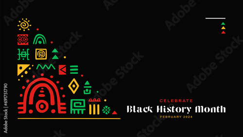 Black history month background design with afro art texture using for poster or banner event photo