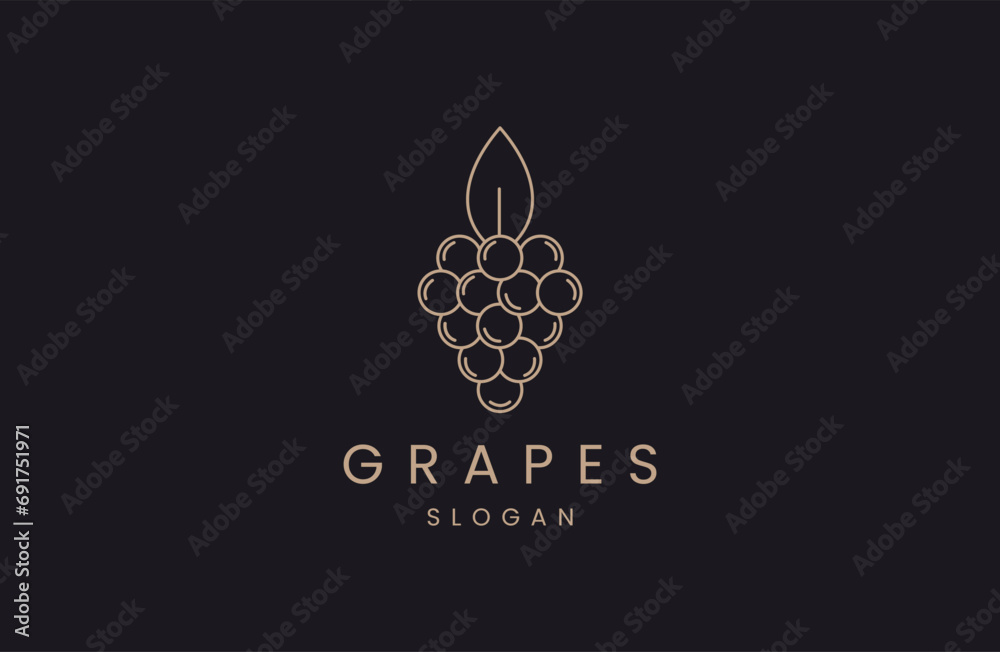 grape logo design icon vector illustration - obrazy, fototapety, plakaty 