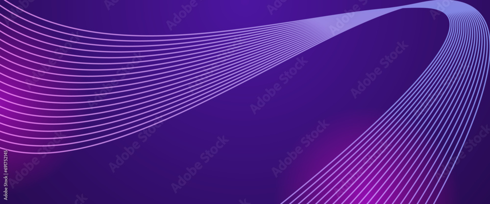 Fototapeta premium Purple violet vector glowing tech line modern abstract background. Minimalist modern technology line concept for banner, flyer, card, or brochure cover