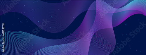 Blue black and purple violet vector modern line abstract technology background. Technology abstract lines on with wave swirl, frequency sound wave, twisted curve lines with blend effect.