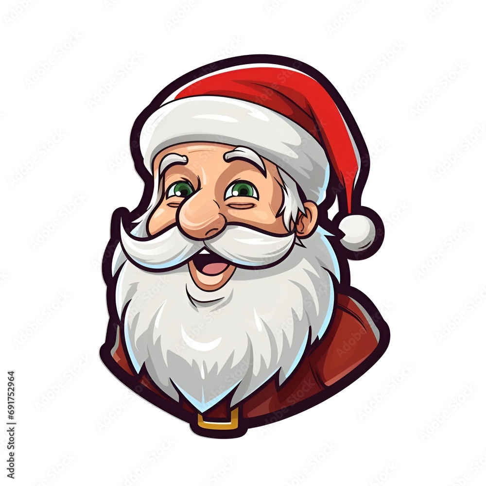 Santa Claus Cartoon Sticker Style on White Background Santa Claus Cartoon Sticker Style on White Background