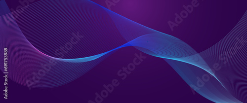 Blue and purple violet vector tech modern futuristic with line in glowing background. Technology modern business wave line banner background