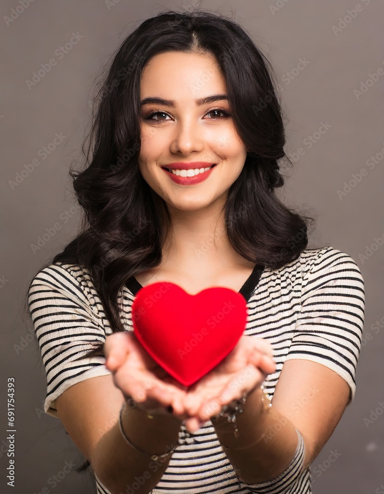 Holding a heart shaped box and presenting it to a romantic partner for valentines day Holding a heart shaped box and presenting it to a romantic partner for valentines day