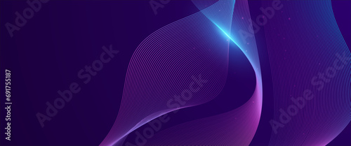 Purple violet and blue vector tech modern futuristic with line in glowing background. Abstract background with flowing particles. Digital future technology concept. Vector illustration.