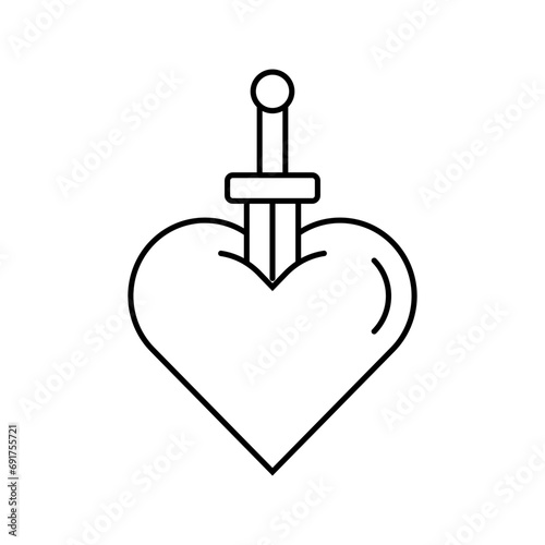 heart tattoo art vintage line icon vector. heart tattoo art vintage sign. isolated contour symbol black illustration