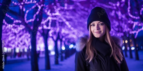 Night City Elegance Sexy Woman in Christmas Mood