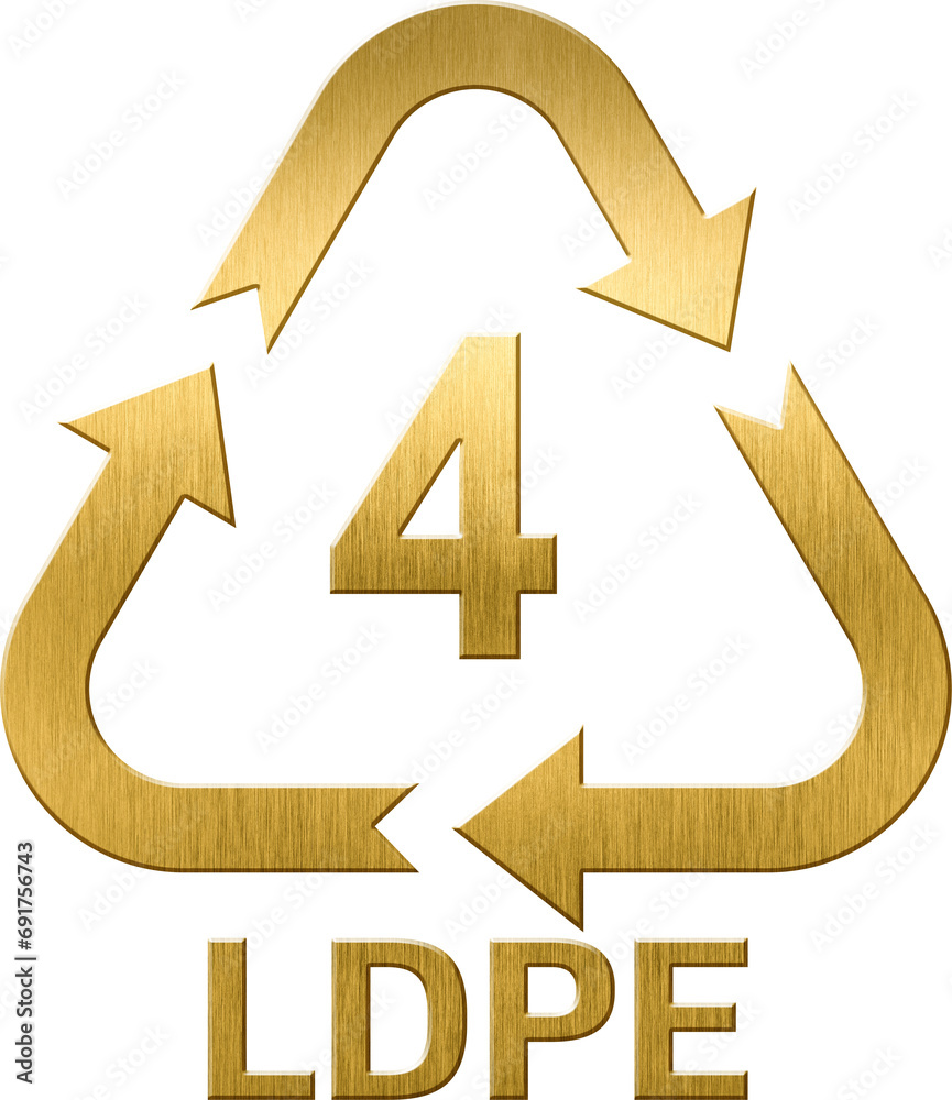 4 LDPE LowDensity Polyethylene Packaging and Recycling Symbol for