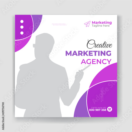 Online marketing agency corporate social media post design vector template