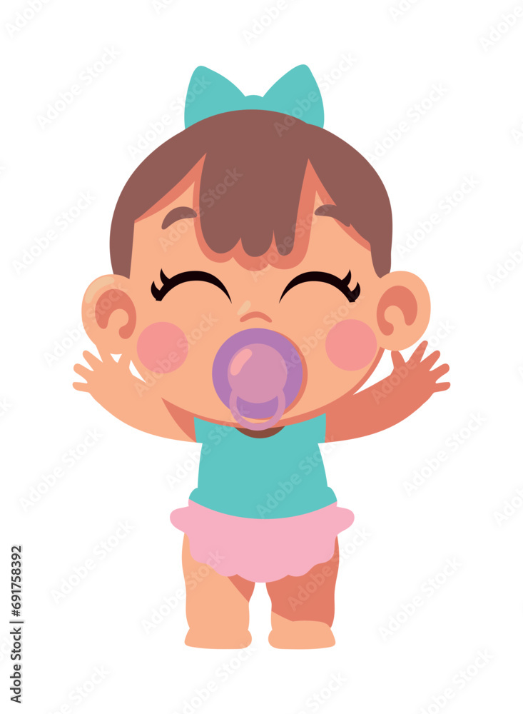 Obraz premium baby girl with pacifier illustration